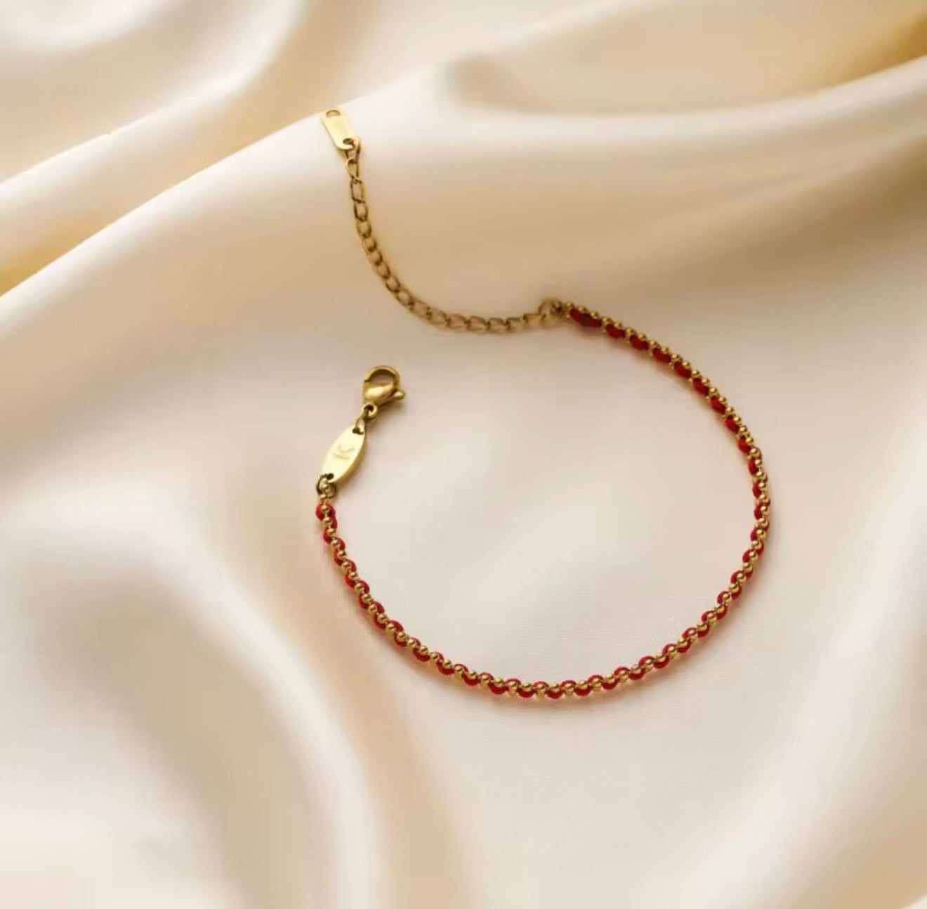 Red Lucky Rope Bracelet – Gold Chain Adjustable Bracelet