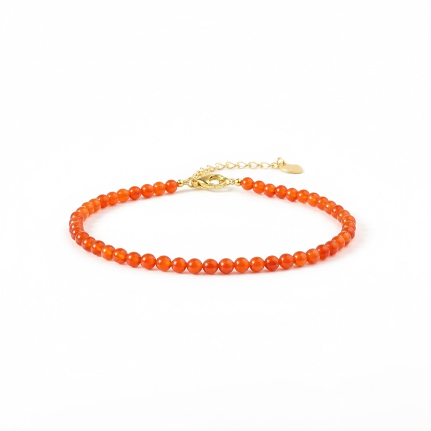 Solid Carnelian Beaded Bracelet – Natural Stone Adjustable Bracelet