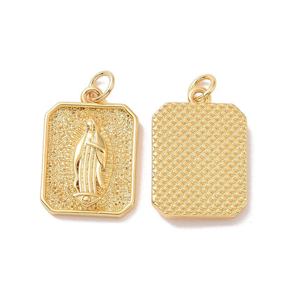 Virgin Mary Medallion Charm – 18K Gold Plated Rectangular Pendant