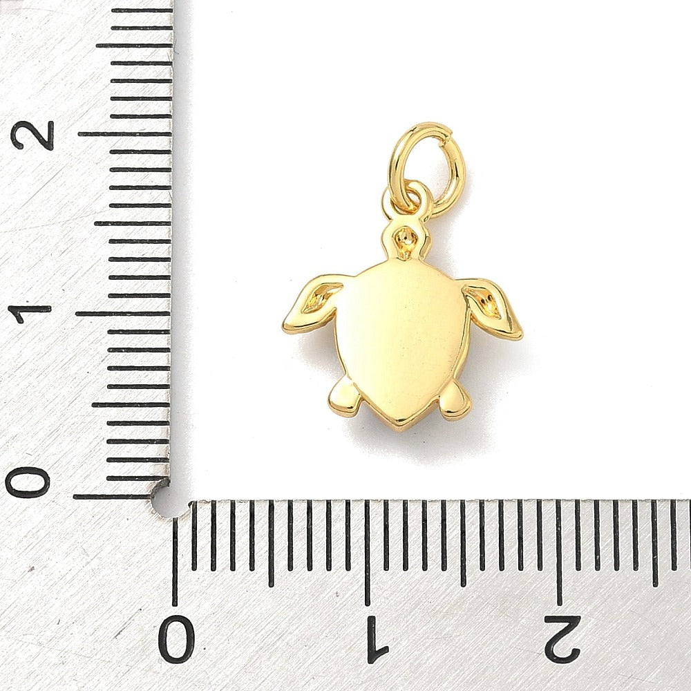 Mother-of-Pearl Turtle Charm – 18K Gold Plated Enamel Pendant