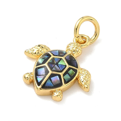 Mother-of-Pearl Turtle Charm – 18K Gold Plated Enamel Pendant