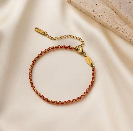 Red Lucky Rope Bracelet – Gold Chain Adjustable Bracelet