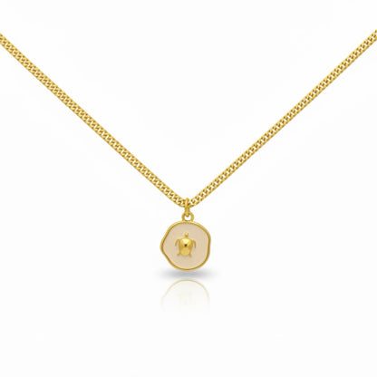 Minimalist Turtle Pendant Necklace in Gold – 16 Inch Stainless Steel Chain, Gold Plated Brass Pendant