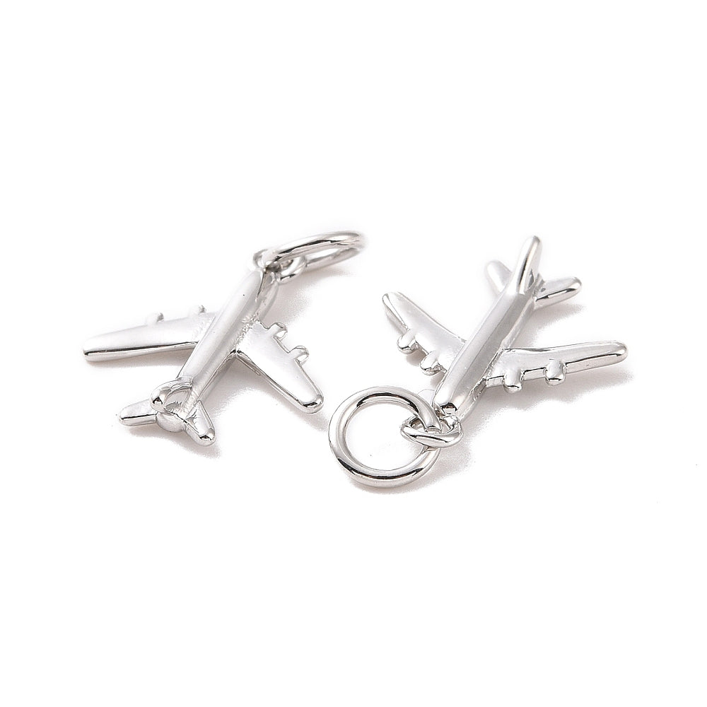 Mini Airplane Charm – Platinum-Plated Travel Pendant