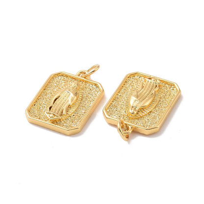 Virgin Mary Medallion Charm – 18K Gold Plated Rectangular Pendant
