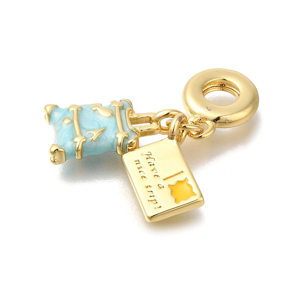 Sky Blue Travel Memories Charm – 16K Gold Plated Enamel Dangle