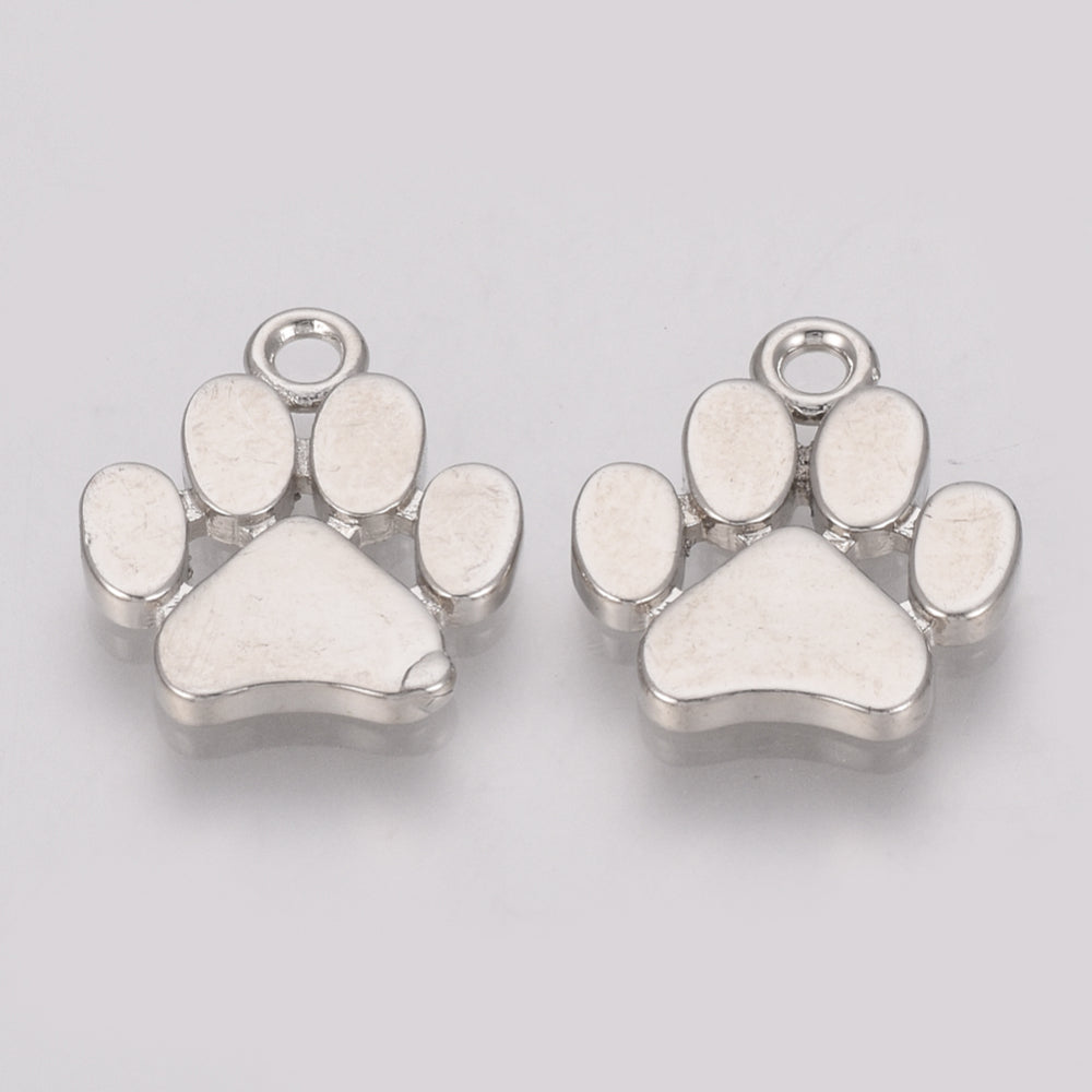 Platinum Paw Print Charm – Minimal Pet Pendant (Minimum 2 Pieces)