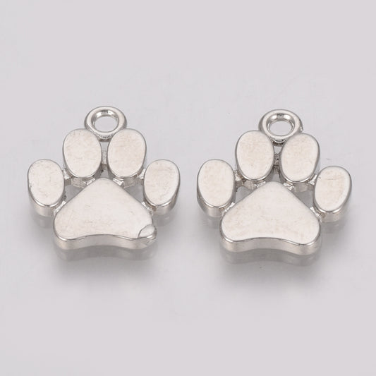 Platinum Paw Print Charm – Minimal Pet Pendant (Minimum 2 Pieces)