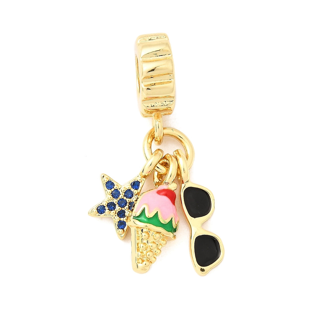 Summer Fun Dangle Charm – Star, Ice Cream & Sunglasses | 18K Gold Plated