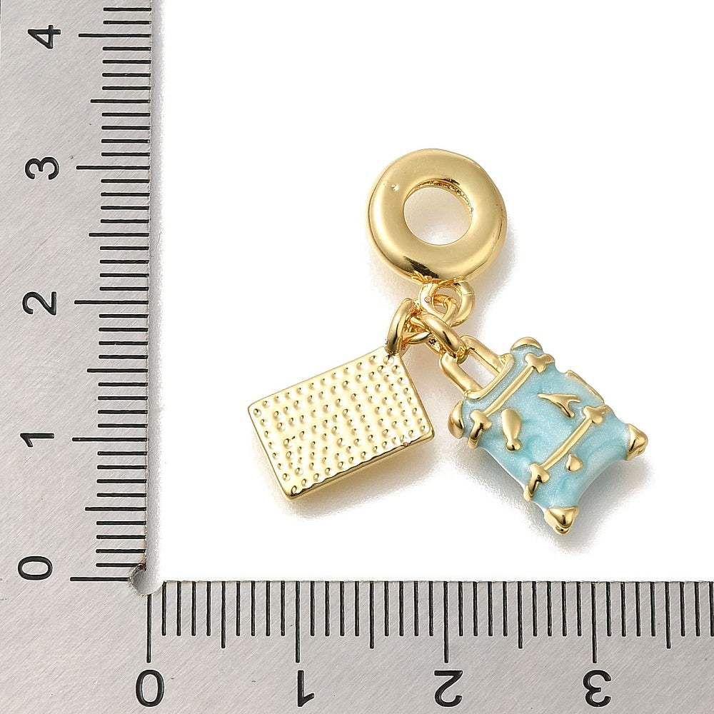 Sky Blue Travel Memories Charm – 16K Gold Plated Enamel Dangle
