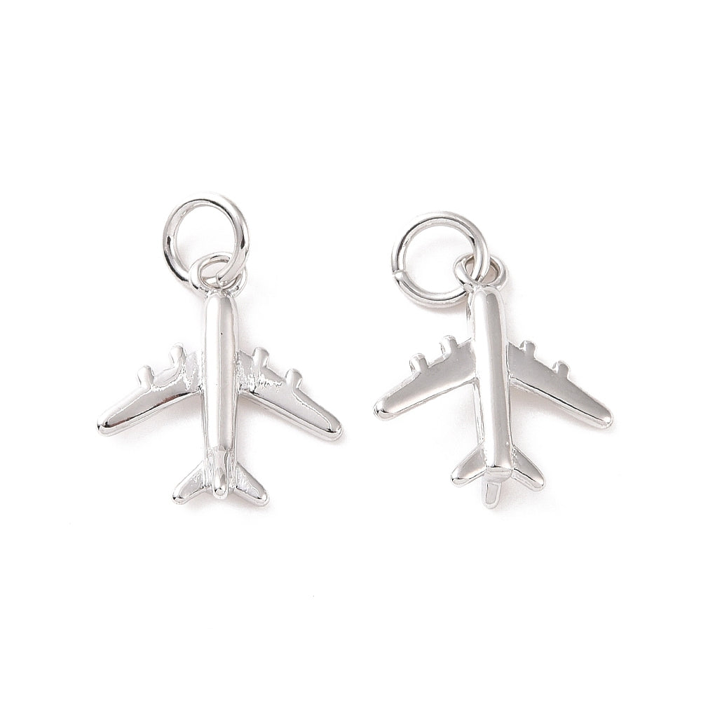 Mini Airplane Charm – Platinum-Plated Travel Pendant