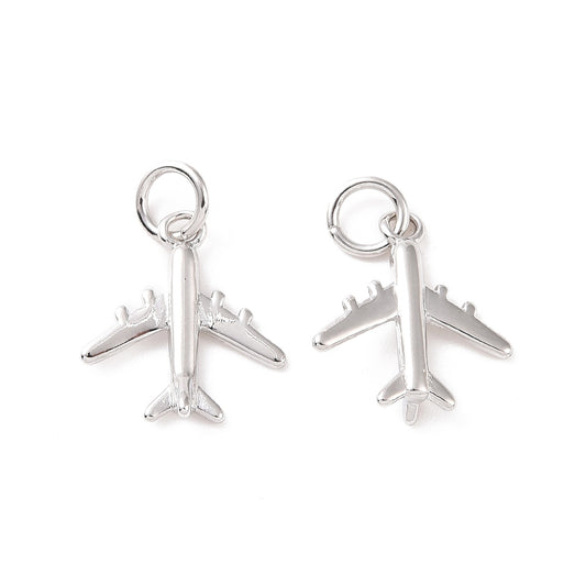 Mini Airplane Charm – Platinum-Plated Travel Pendant