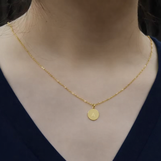 Letter Engraving Necklace - Stainless Steel