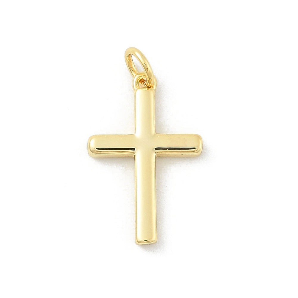 Minimal Cross Charm – 18K Gold Plated Pendant